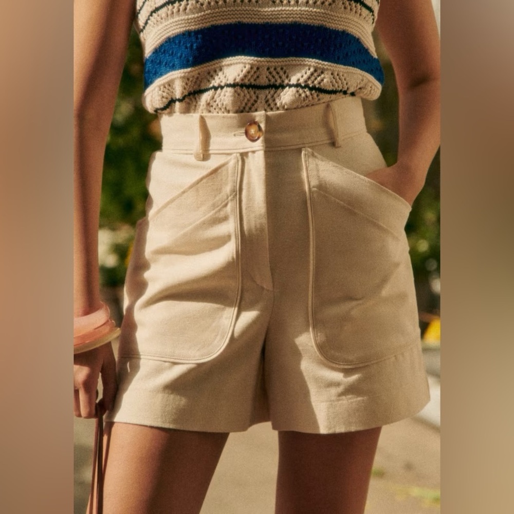 Sézane Alberello short in ecru. Size FR 36/ US 4. NWT.